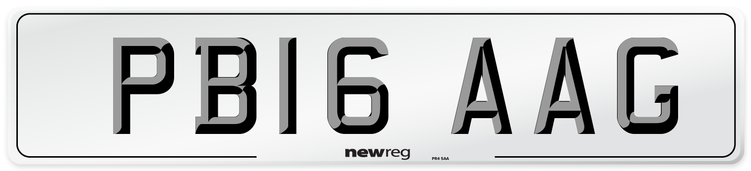 PB16 AAG Number Plate from New Reg